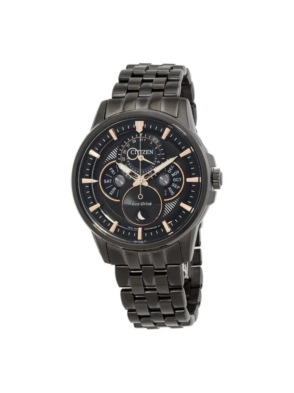 NWT Citizen Calendrier Multifunction Black Dial Black-plated Men's Watch
